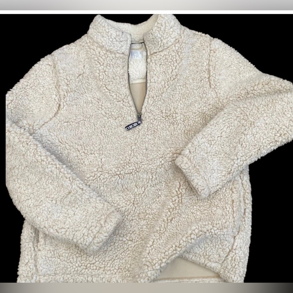 Time and True Cream Sherpa Coat Jacket Pre-owned Size 2X  20-22W | Zip Neck